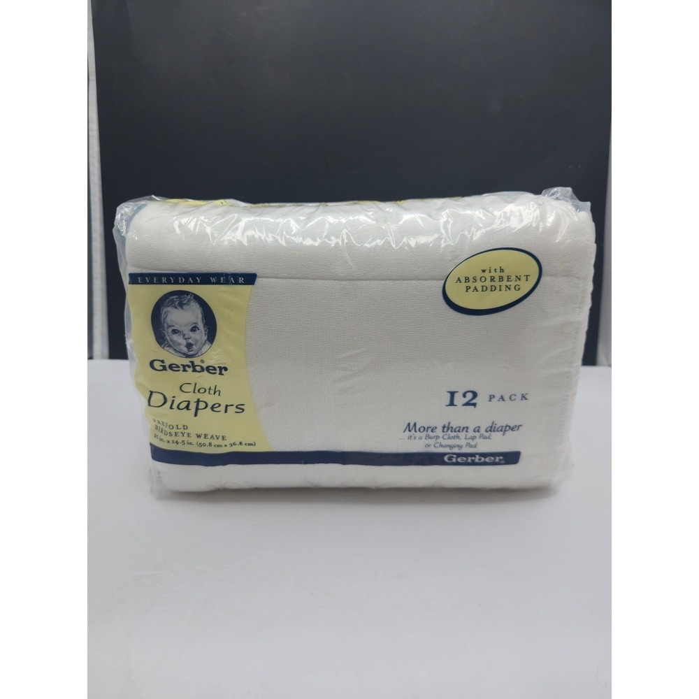 Gerber Cloth Diapers 12 Pack Prefold Birdseye Weave White Absorbent Padding New